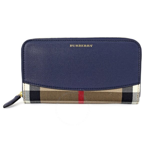 Burberry Handbags - BURBERRY House Check Derby Leather Elmore Wallet | Navy